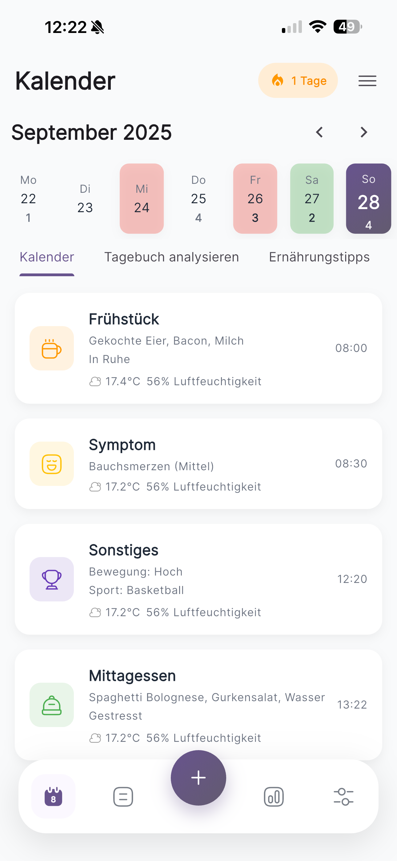 FoodLog Screenshot
