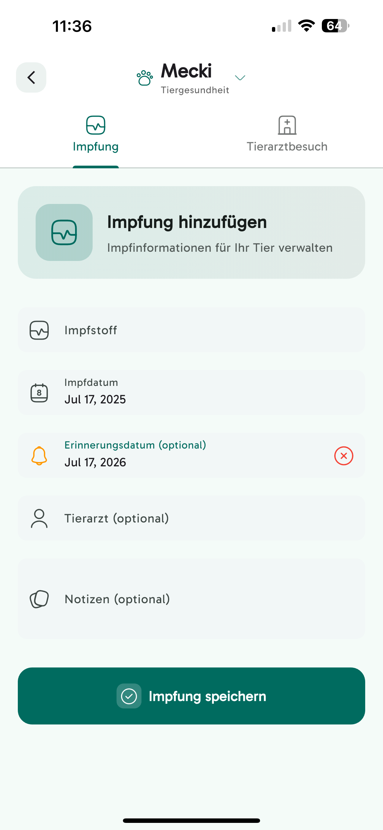 PetLog Screenshot